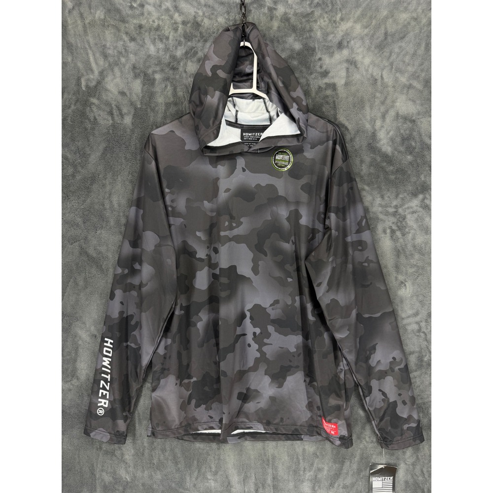 Howitzer‎ Victory LS Hood Mens 2XL Black Camo Tactical Performance Hoodie CV6456